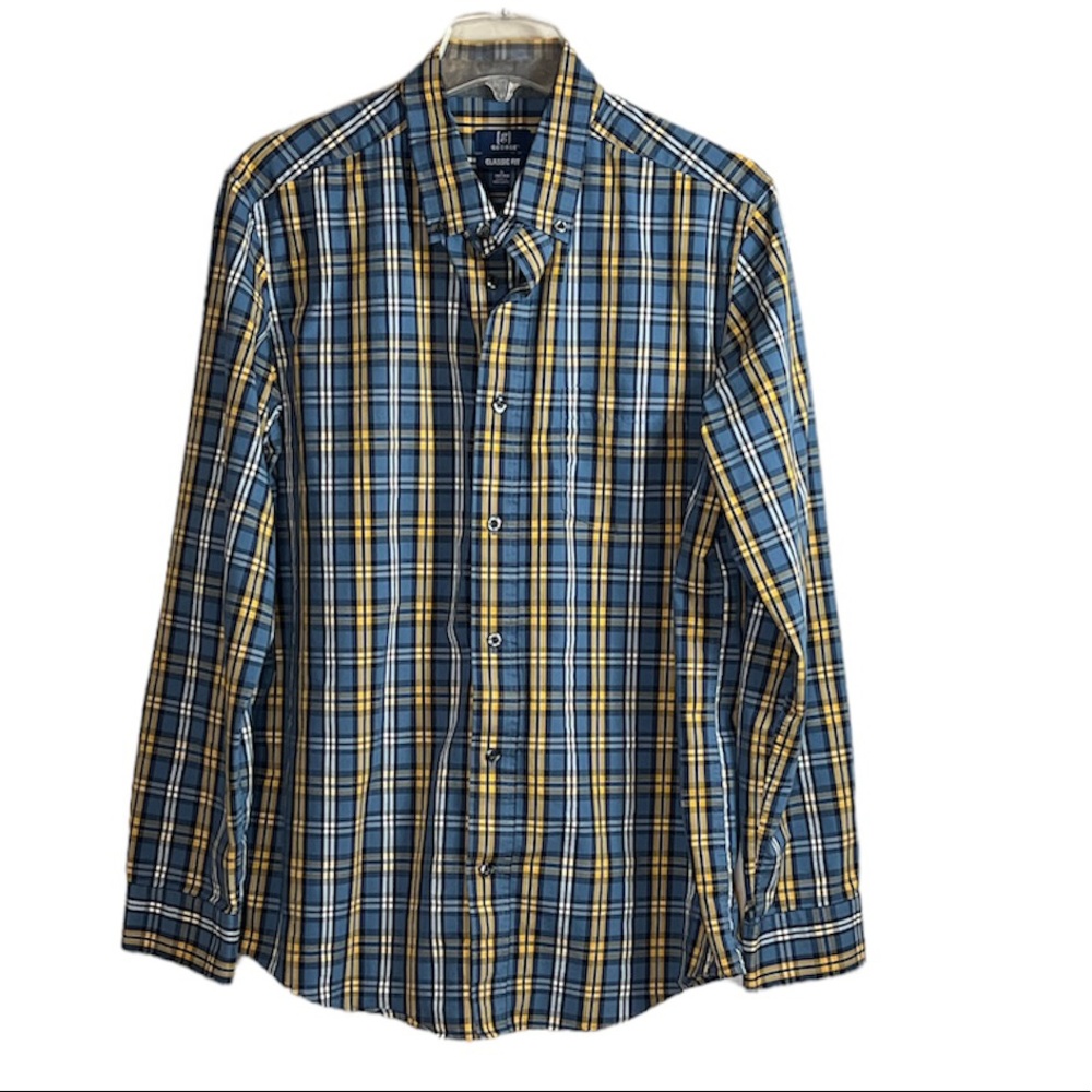 1. George Long Sleeve Plaid Dress Shirt Large- Classic Fit